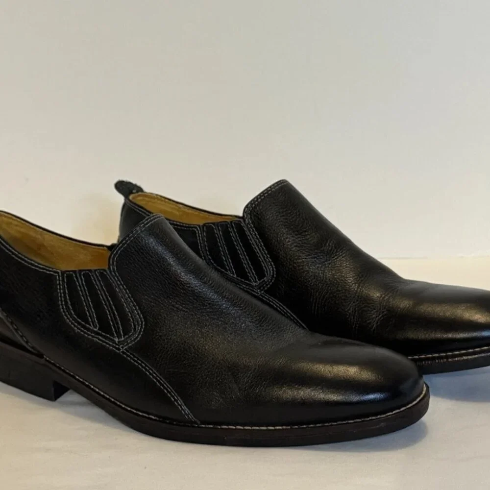 Sandro Shoes M 11.5D Casual Loafers Dress 220066 Black Leather Slip On Low Top